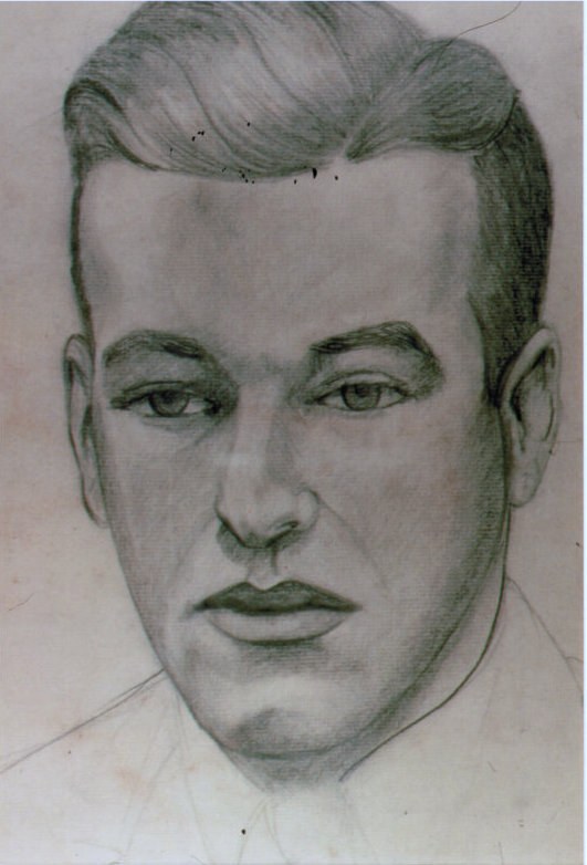Lee Franclemont (née Pfaff), portrait study (Bob), 1940s, charcoal/pencil on paper. Photo credit John FN Franclemont.