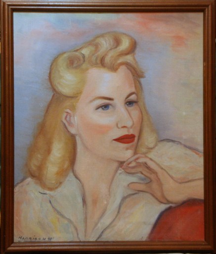 Portrait of Lee Franclemont (née Emily Pfaff), 1941, signed 'Harrison' by fellow art student at Art Institute of Buffalo, NY. Photo credit Kelise Franclemont.