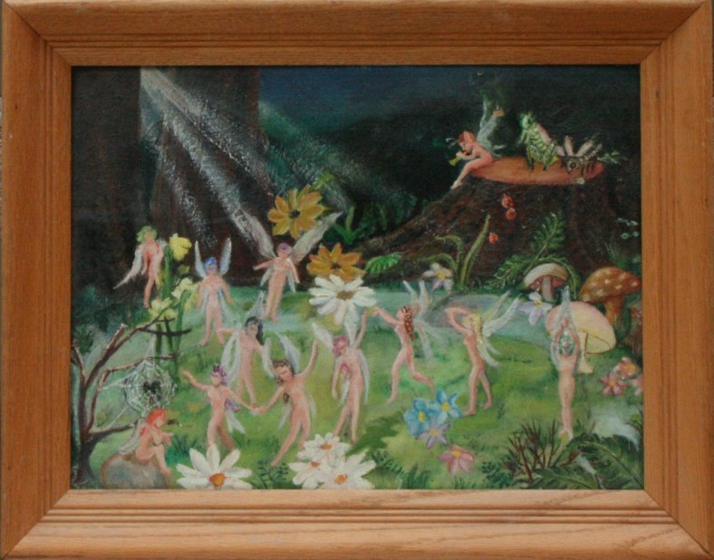 Lee Franclemont, unknown title (faerie ring), 1960s, oil on board. Photo credit Kelise Franclemont. Private collection.