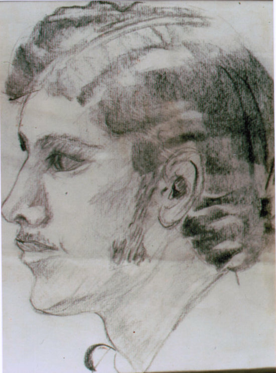 Lee Franclemont, portrait study (Jeff Stephans), 1970s, charcoal on paper. Photo credit John FN Franclemont.