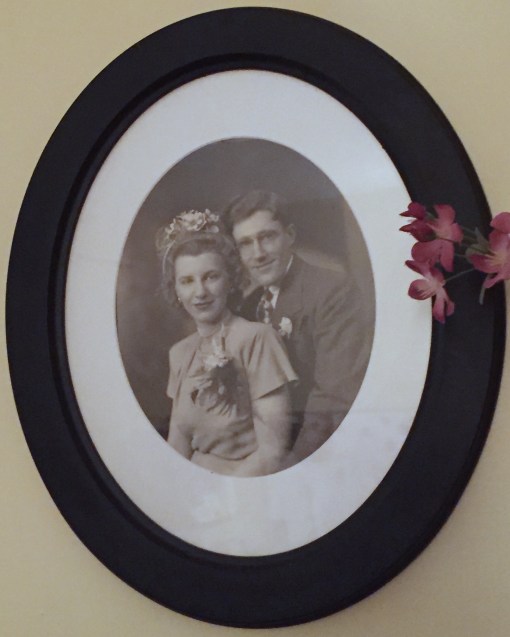 Wedding portrait of my grandparents, Emily "Lee" (née Pfaff) and Richard H Franclemont, 15 June 1946. Image courtesy E. Artman.